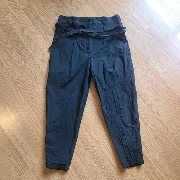 A.L.C. ITALIAN COTTON ULTRA HIGH RISE PLEAT DOUBLE WAIST TAPERED CROP PANT sz 8
